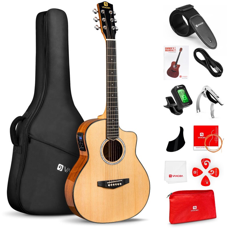 Vangoa Electric Acoustic Guitar 3/4 Size - 36 Inch Acoustic Electric Guitar Cutaway Acustica Guitarra Bundle for Beginners and Students, Spruce Top, Guitarra Electro Acustica by Vangoa - Image 1